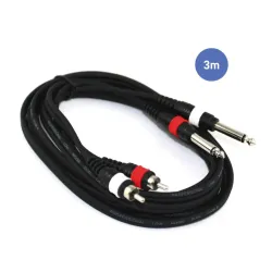 Câble 3m - JACK MONO Mâle - RCA Mâle