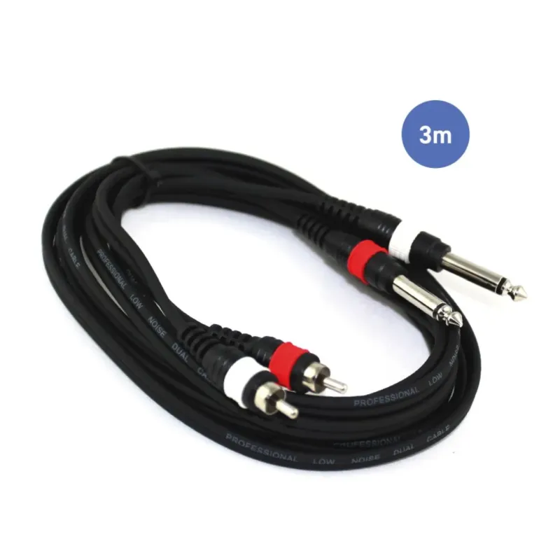 Câble 3m - JACK MONO Mâle - RCA Mâle