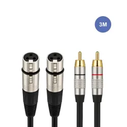 Câble 3m - XLR 3 PIN Femelle - RCA Mâle