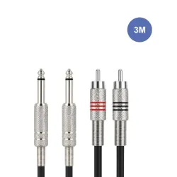 Câble 3m - JACK MONO Mâle - RCA Mâle